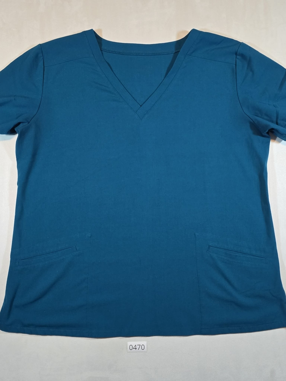 Womens Poppy Caribbean Blue V-Neck Scrub Top with Front Pockets XL